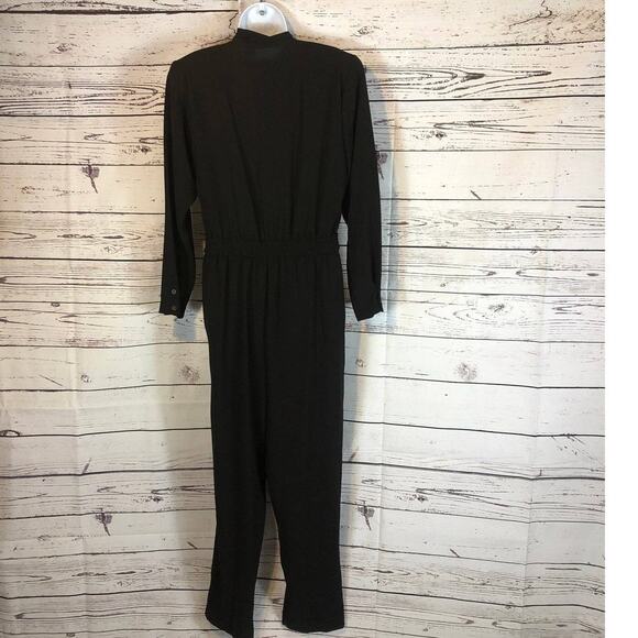 Vintage Regina Porter faux wrap V neck black Jumpsuit with pockets size 12 - Picture 4 of 12